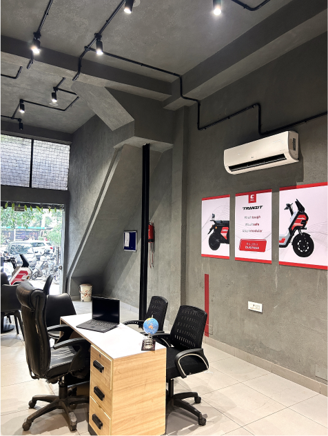 Experience Store with seating area and electric scooters